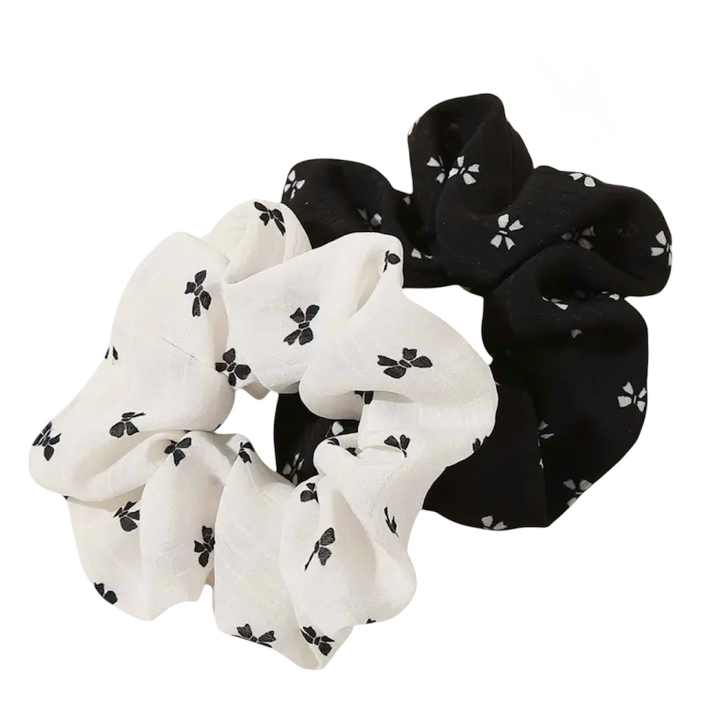 New Floral Black and White Hair Scrunchies